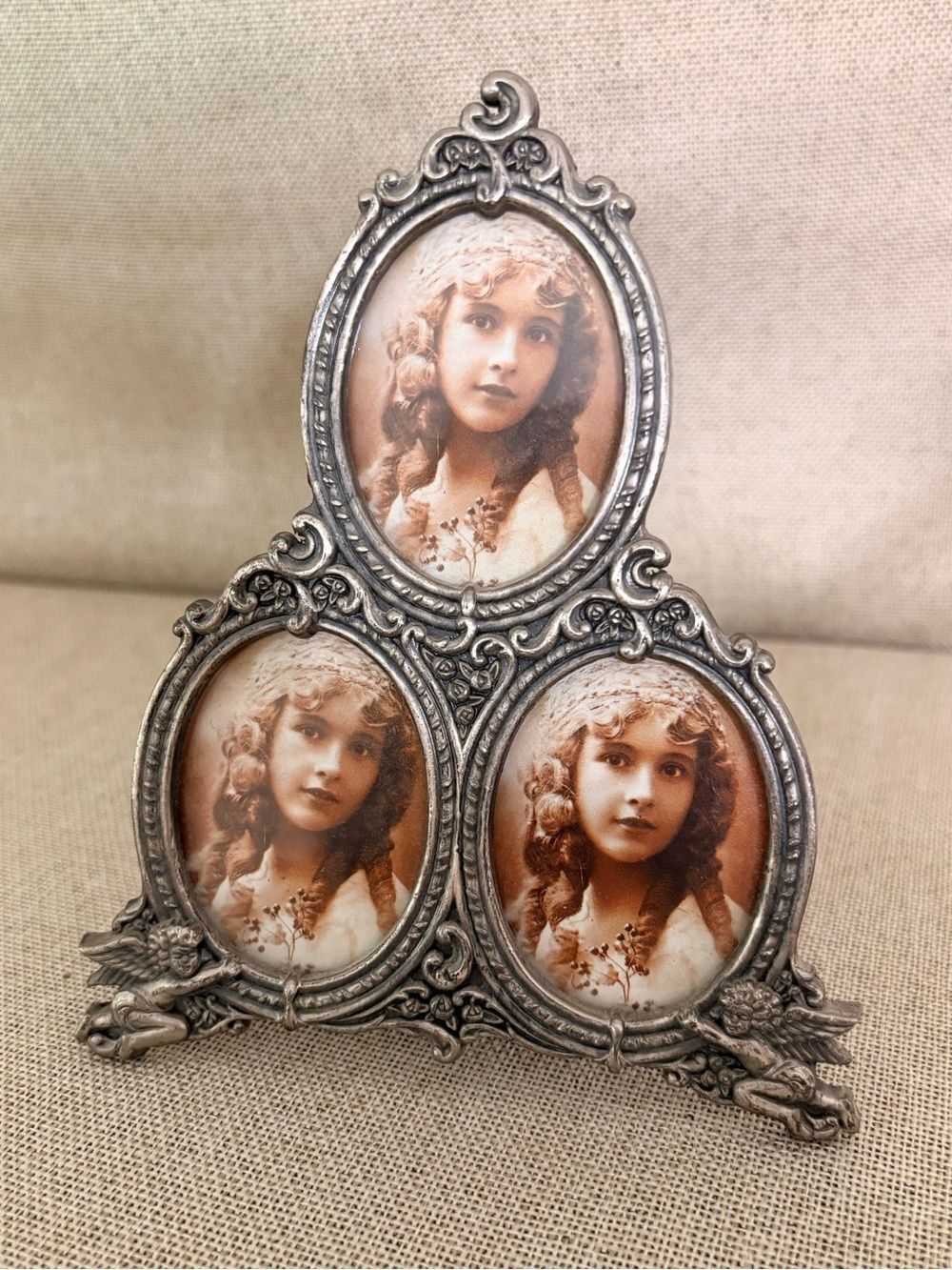 Vintage Ornate Triple Picture Frame – Holds 3 Photos – Unused